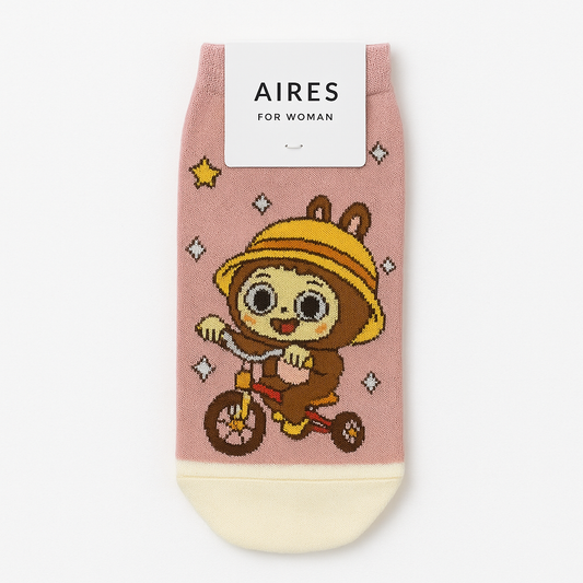 "Honey Bunny Cyclist Labubu" Socks for Ages 6-12
